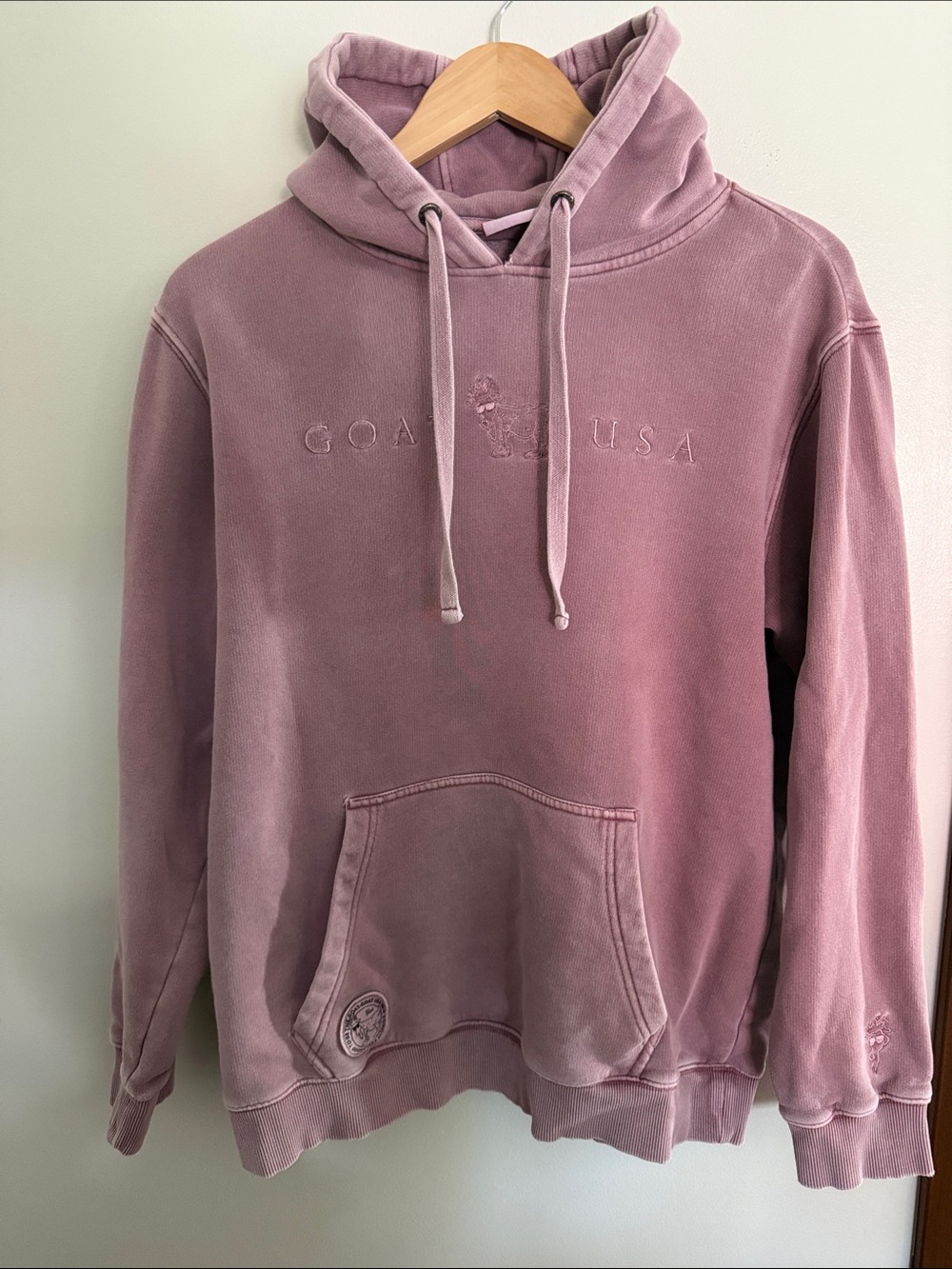 GOAT USA Men's Washed Pink Pullover Hoodie